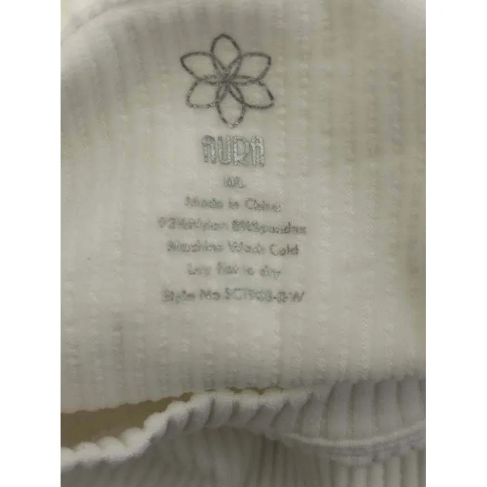 Aura Womens White Ribbed High Neck Tank Top Sleeveless Crop Top Size M/L - Picture 5 of 5